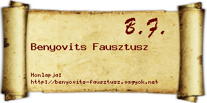 Benyovits Fausztusz névjegykártya